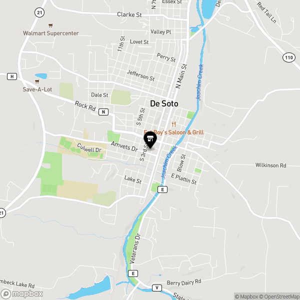 Map showing the location of South 2nd Street, De Soto, Missouri 63020, United States