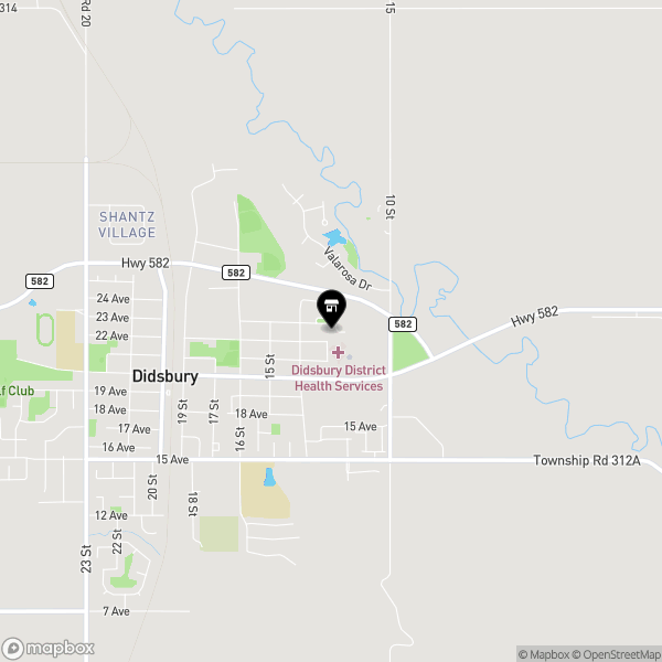 Map showing the location of 1275 23 Avenue, Didsbury, Alberta T0M 0W0, Canada